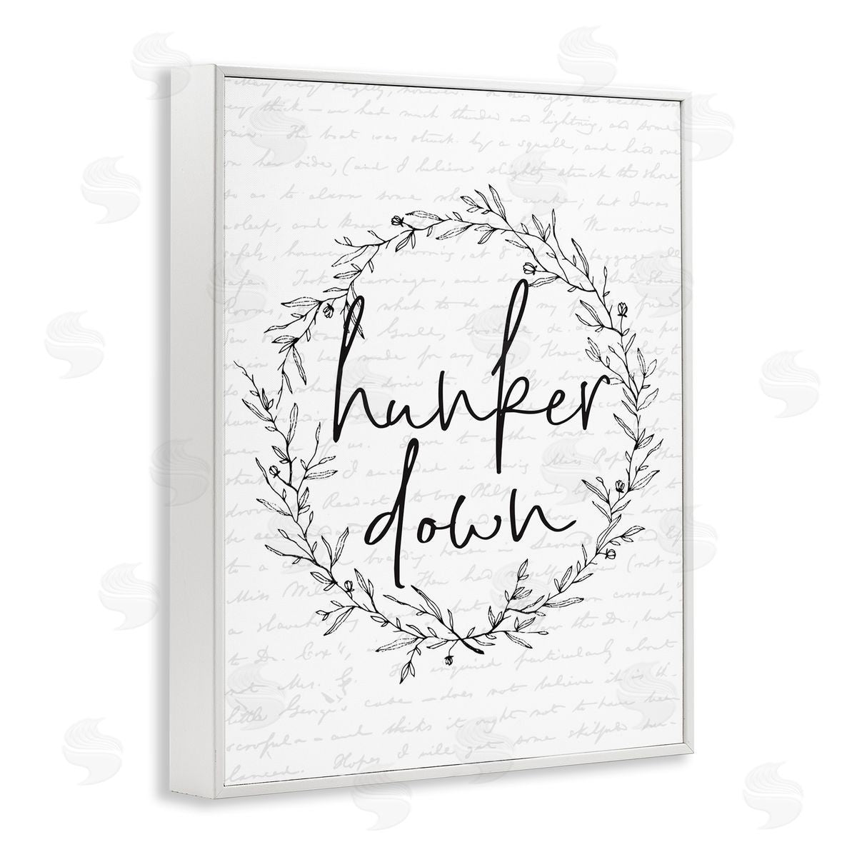 Hunker Down Spring Wreath White Frame Print Wall Art, Home Decor by Lettered and Lined