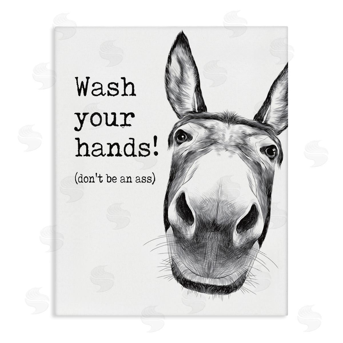 Wash Your Hands Donkey Quote Canvas Wall Art, Home Decor by Lettered and Lined