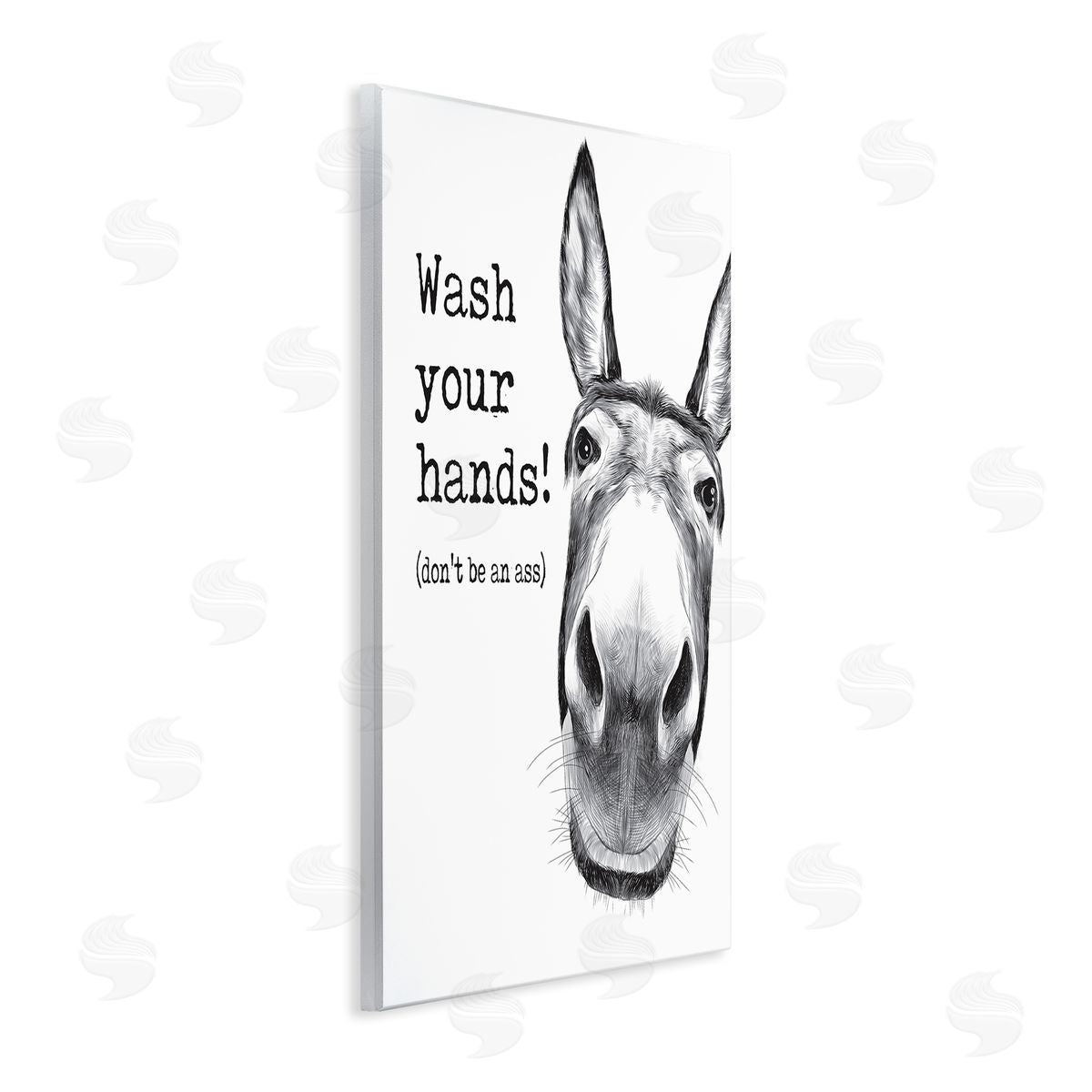 Wash Your Hands Donkey Quote Wood Plaque Wall Art, Home Decor by Lettered and Lined