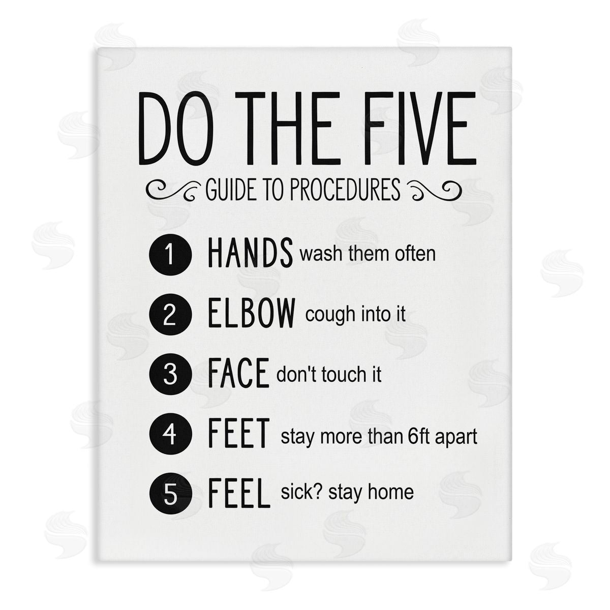 Five Procedures of Cleanliness Canvas Wall Art, Home Decor by Lettered and Lined