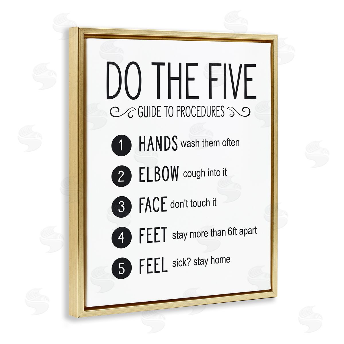 Five Procedures of Cleanliness Gold Floating Frame Canvas Wall Art, Home Decor by Lettered and Lined