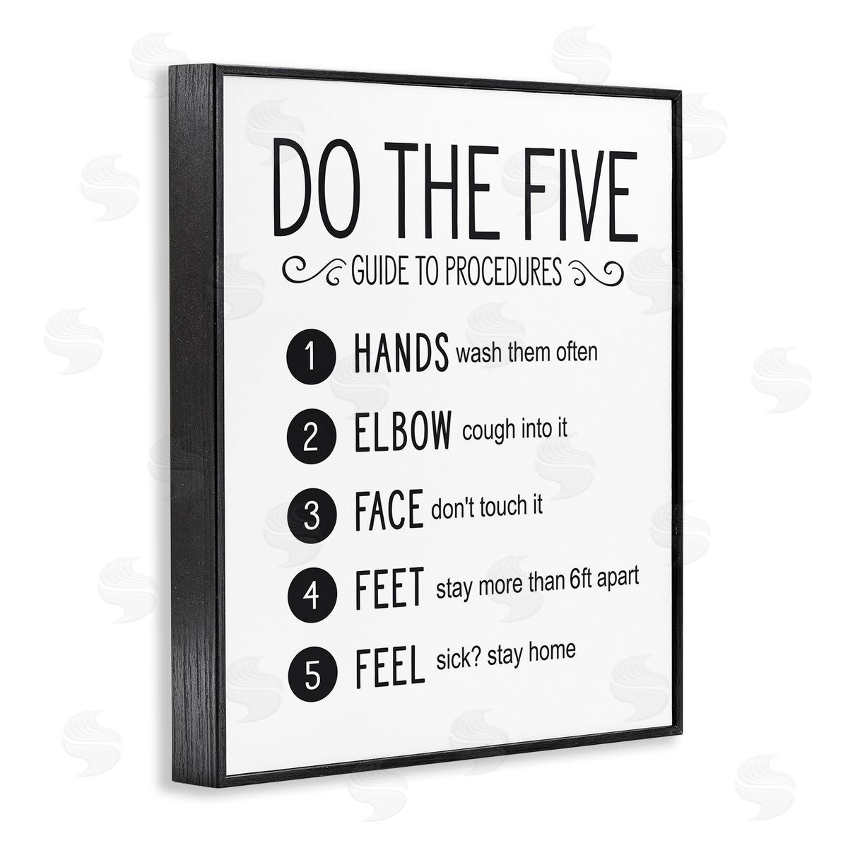 Five Procedures of Cleanliness Black Frame Print Wall Art, Home Decor by Lettered and Lined