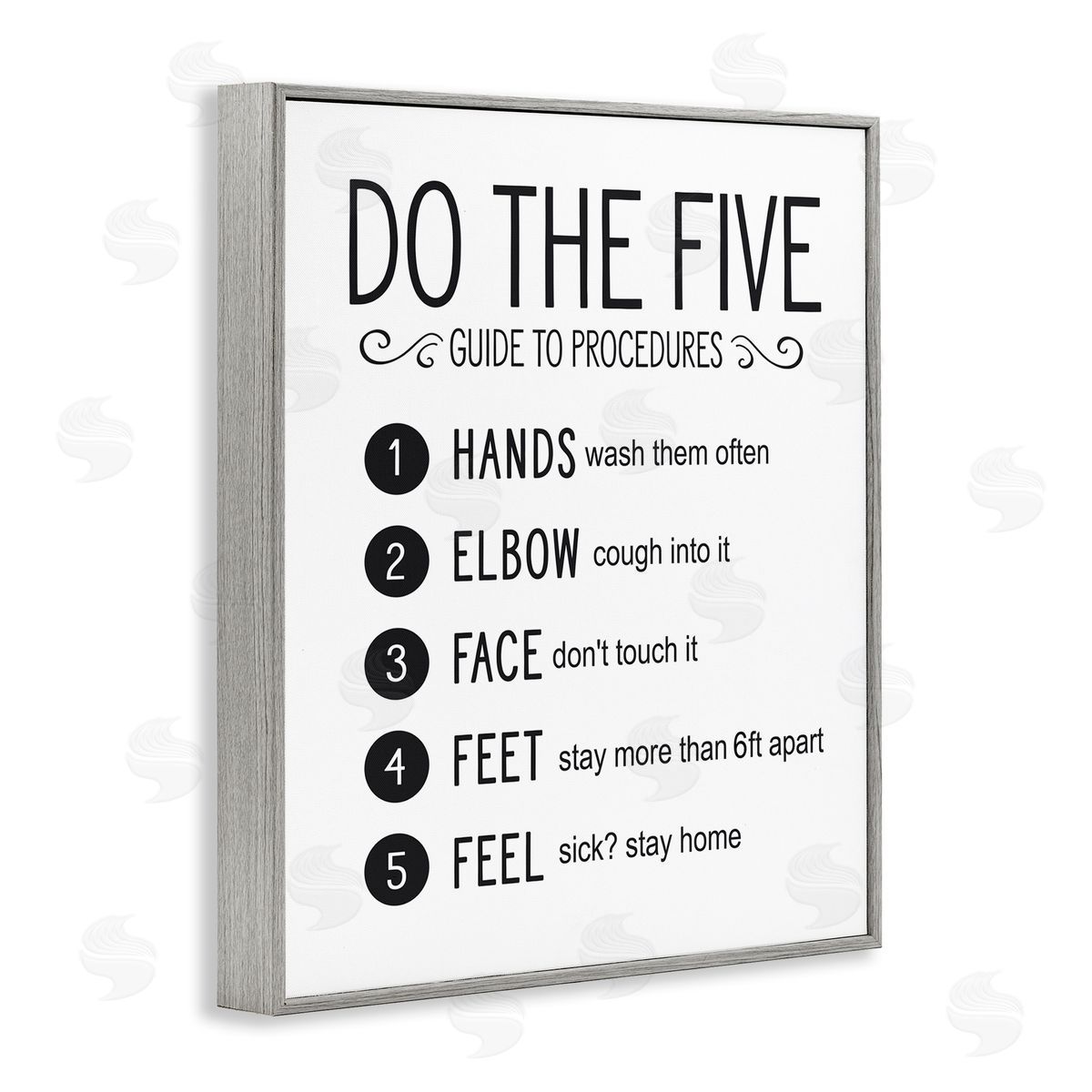 Five Procedures of Cleanliness Grey Frame Print Wall Art, Home Decor by Lettered and Lined