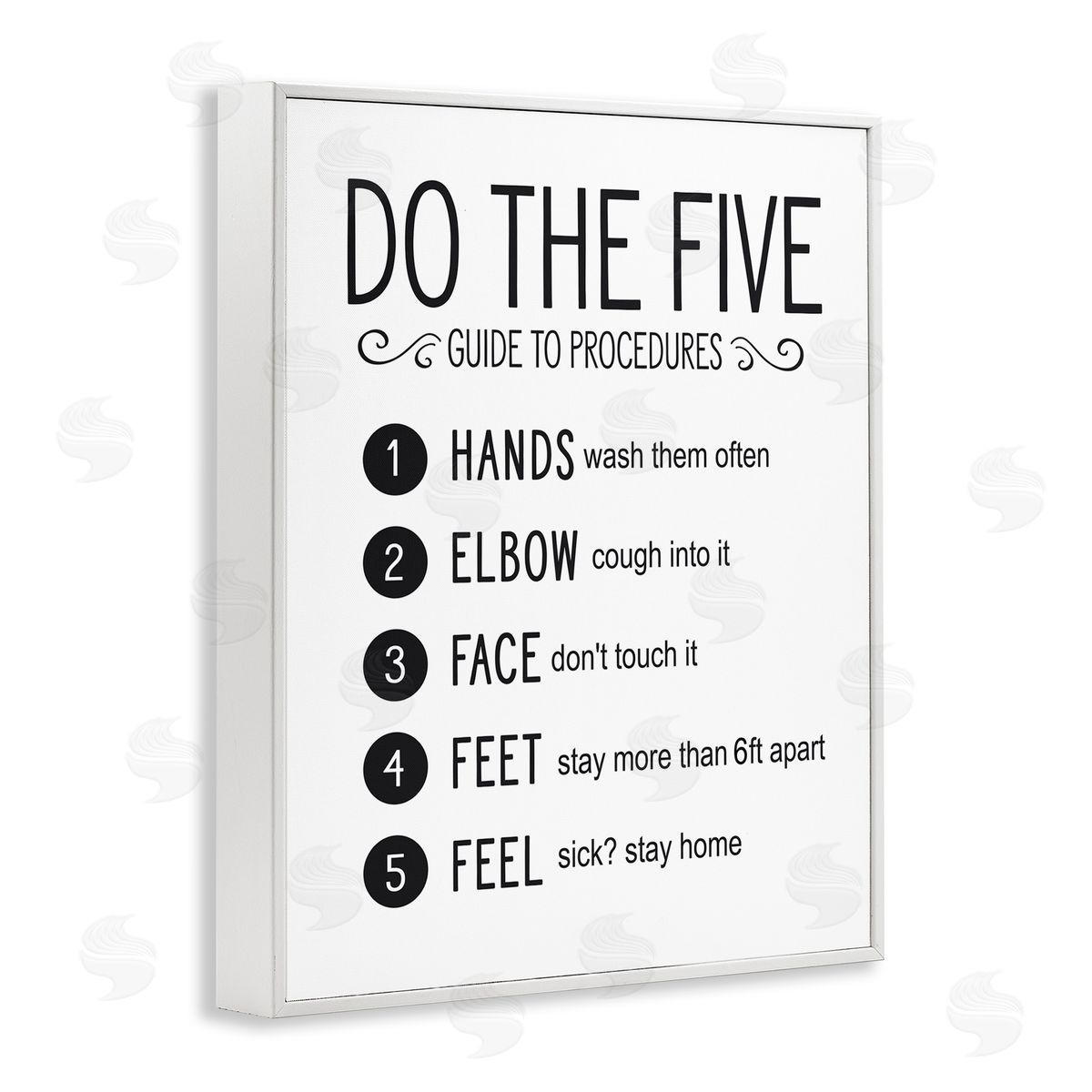 Five Procedures of Cleanliness White Frame Print Wall Art, Home Decor by Lettered and Lined
