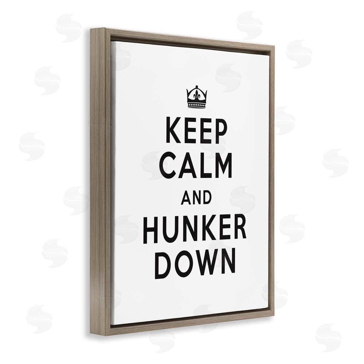 Keep Calm and Hunker Down Brown Floating Frame Canvas Wall Art, Home Decor by Lettered and Lined