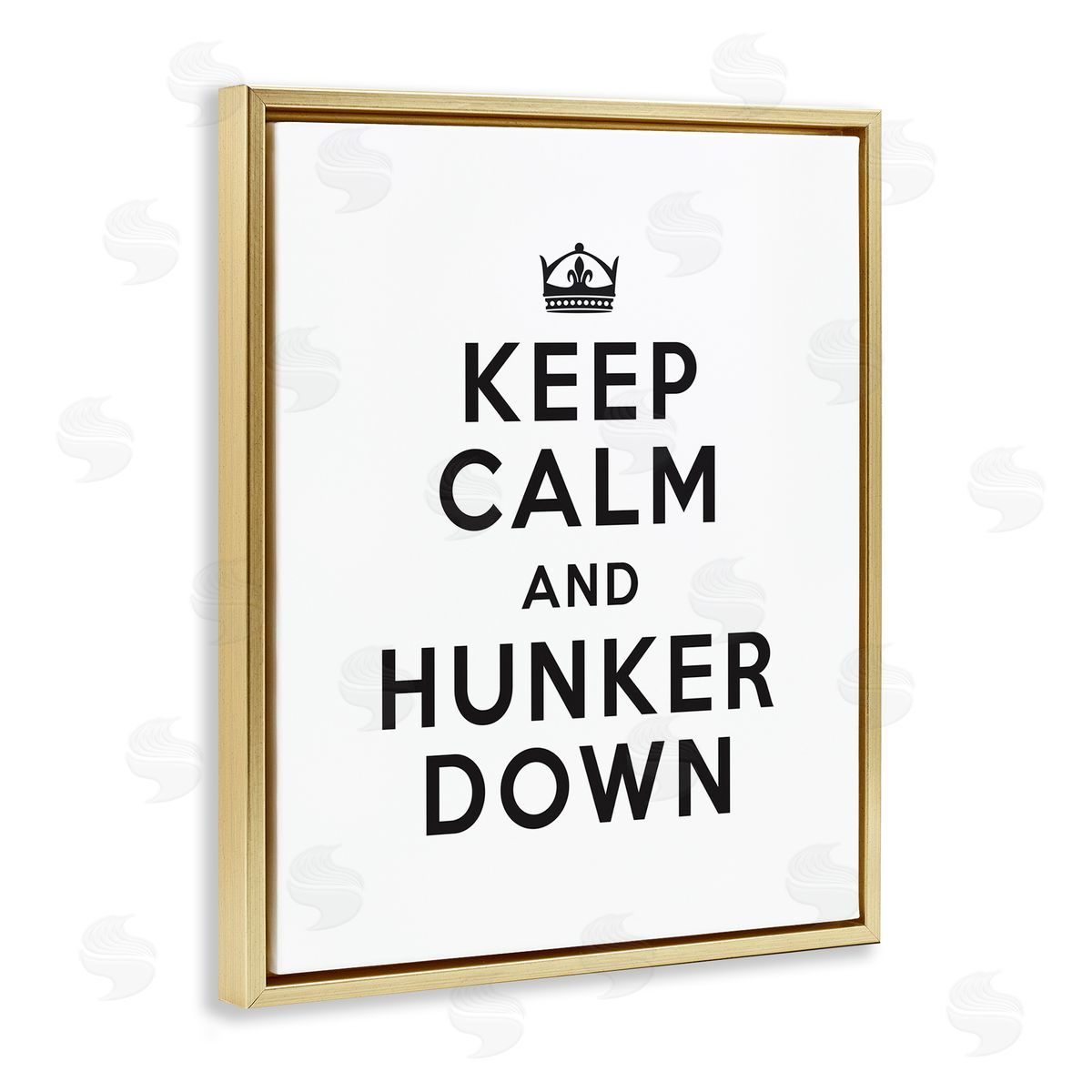 Keep Calm and Hunker Down Gold Floating Frame Canvas Wall Art, Home Decor by Lettered and Lined