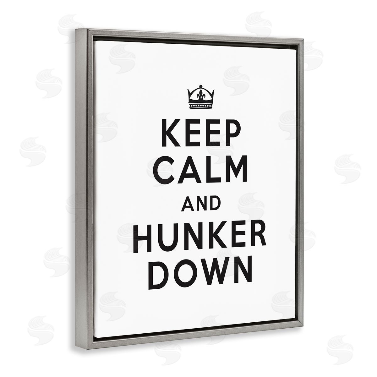 Keep Calm and Hunker Down Grey Floating Frame Canvas Wall Art, Home Decor by Lettered and Lined