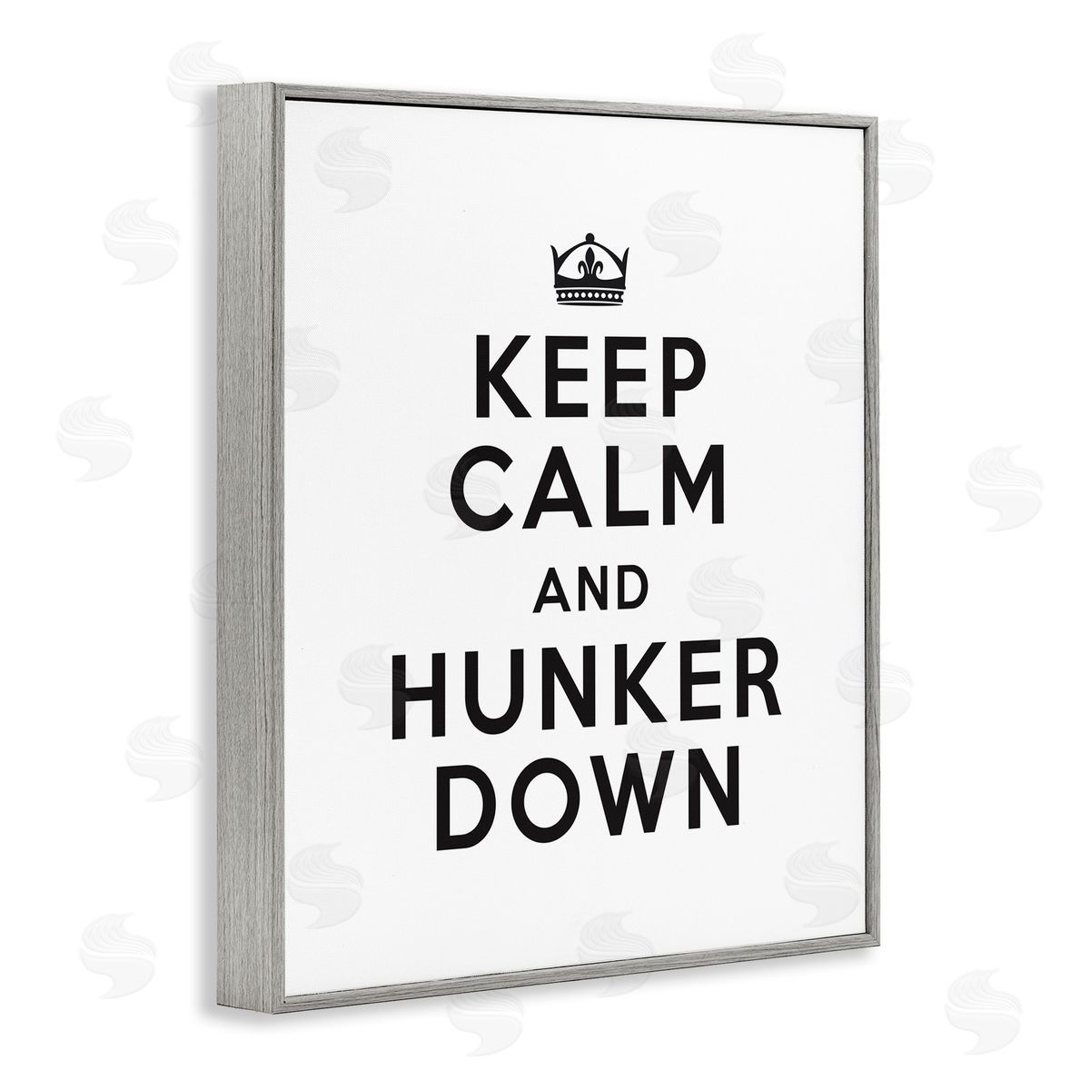 Keep Calm and Hunker Down Grey Frame Print Wall Art, Home Decor by Lettered and Lined