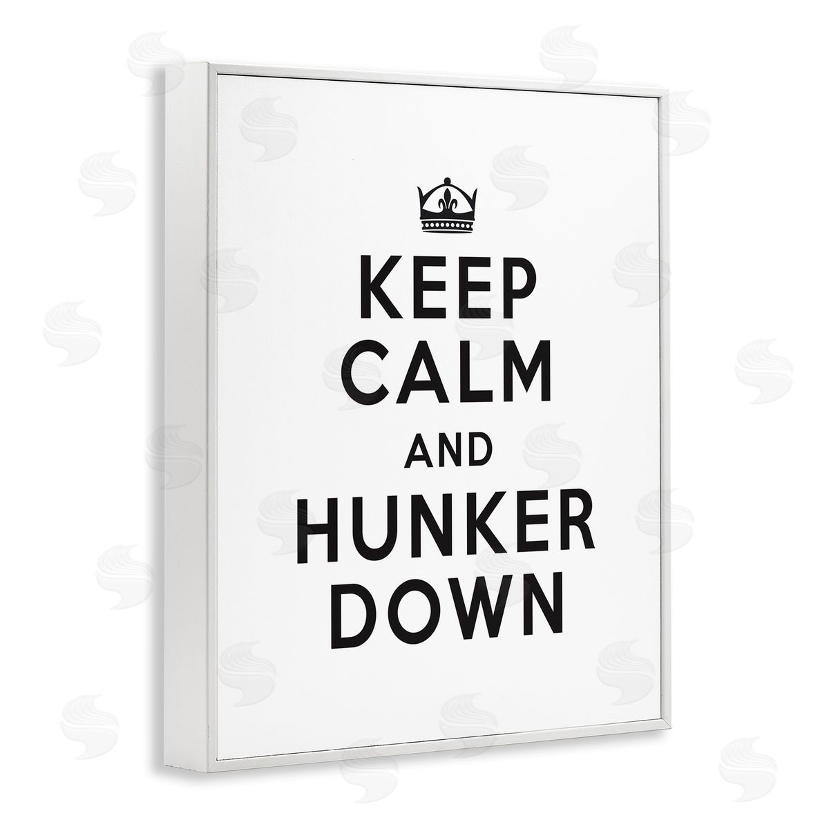 Keep Calm and Hunker Down White Frame Print Wall Art, Home Decor by Lettered and Lined