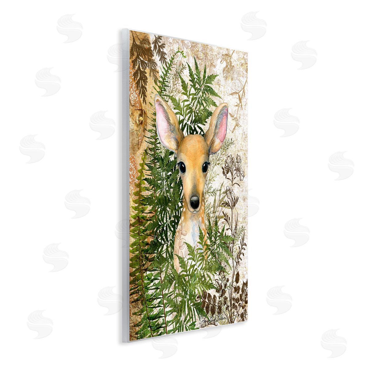 Baby Fawn in Fern Forest Wood Plaque Wall Art, Home Decor by Sherri Buck Baldwin