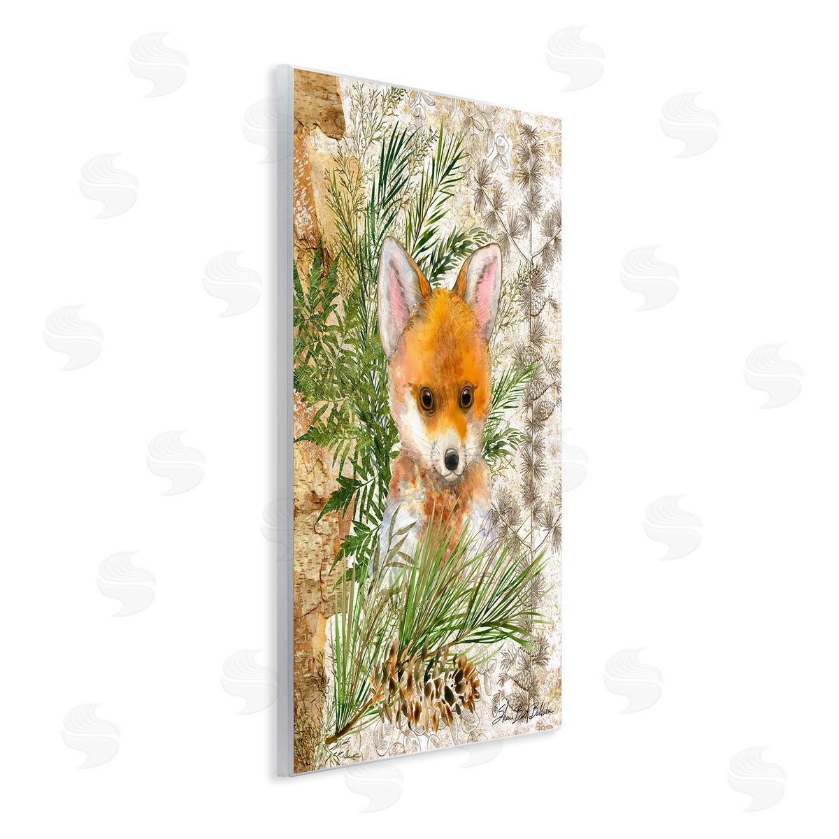 Baby Fox in Fern Forest Wood Plaque Wall Art, Home Decor by Sherri Buck Baldwin