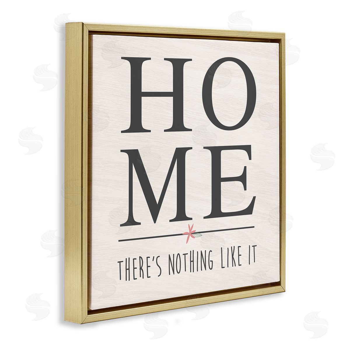 Nothing Like Home Phrase Gold Floating Frame Canvas Wall Art, Home Decor by Anna Quach