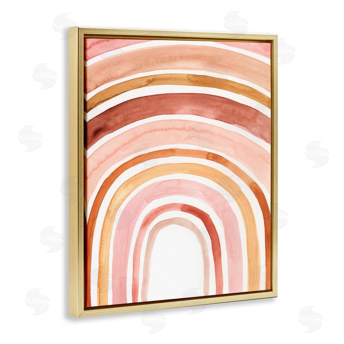 Rainbow Warm Red Shades Gold Floating Frame Canvas Wall Art, Home Decor by Victoria Borges