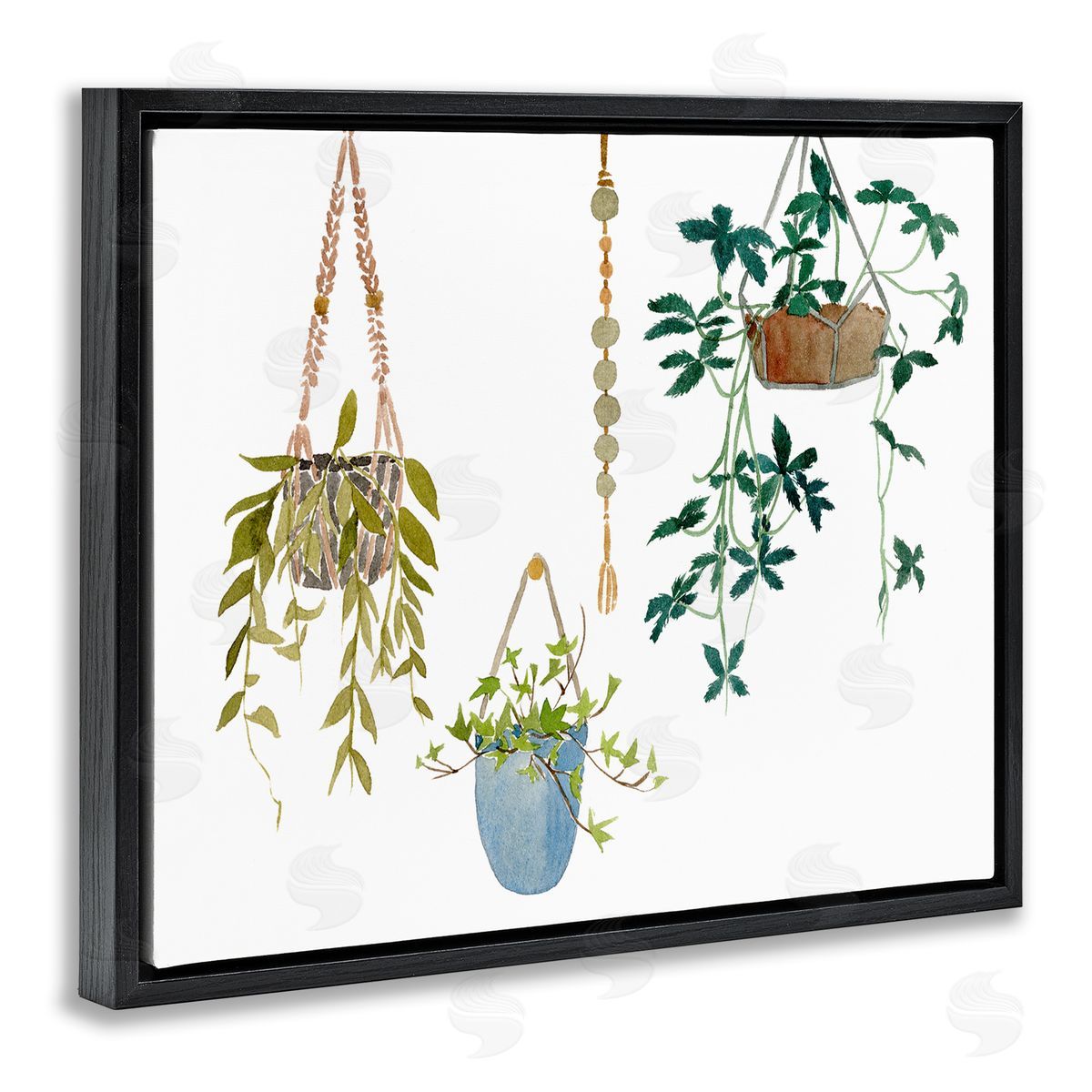 Hanging Plant Modern Greenery Black Floating Frame Canvas Wall Art, Home Decor by Melissa Wang