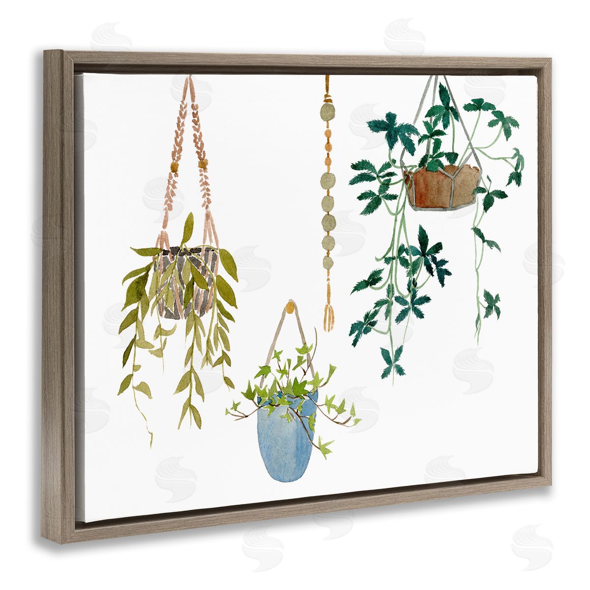Hanging Plant Modern Greenery Brown Floating Frame Canvas Wall Art, Home Decor by Melissa Wang