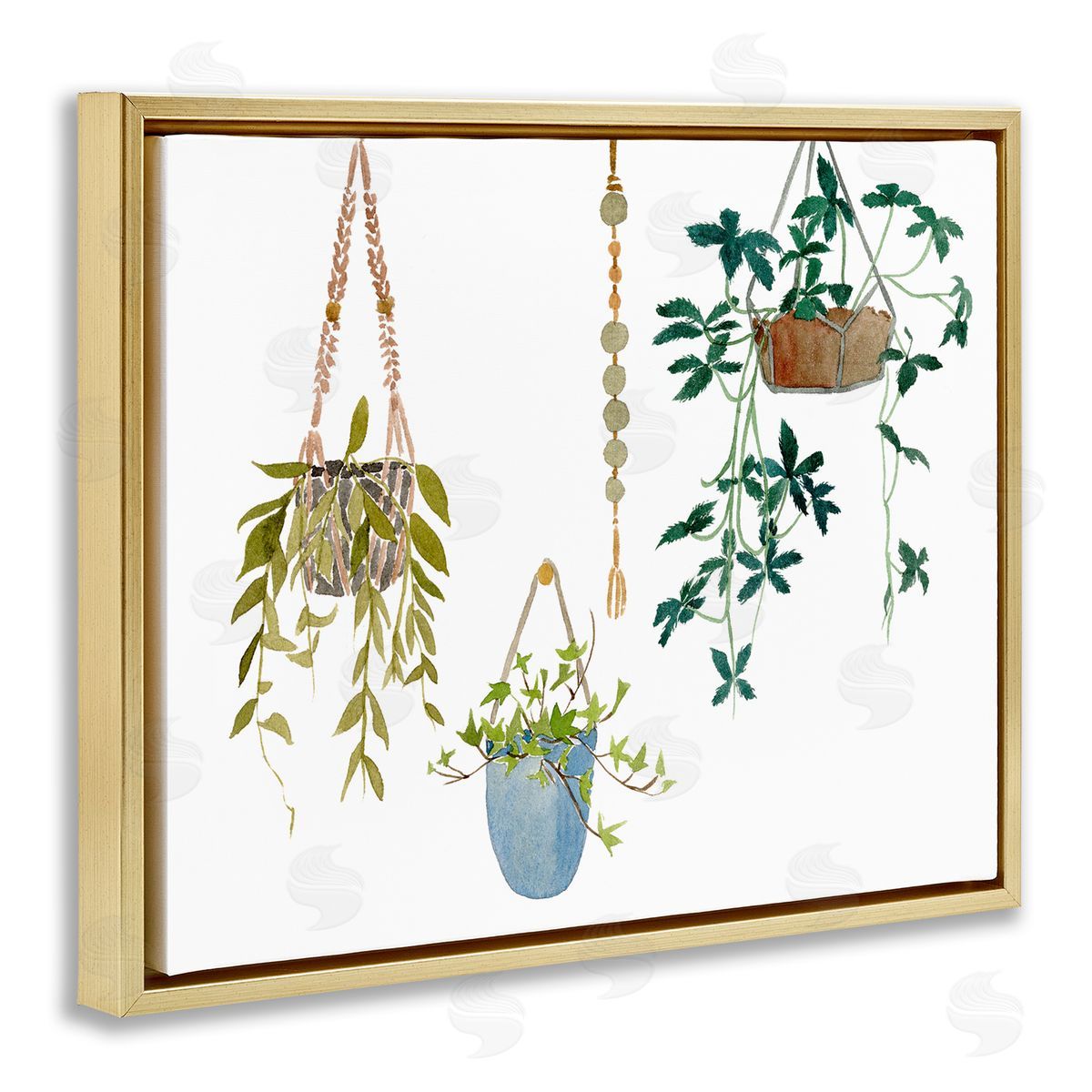 Hanging Plant Modern Greenery Gold Floating Frame Canvas Wall Art, Home Decor by Melissa Wang