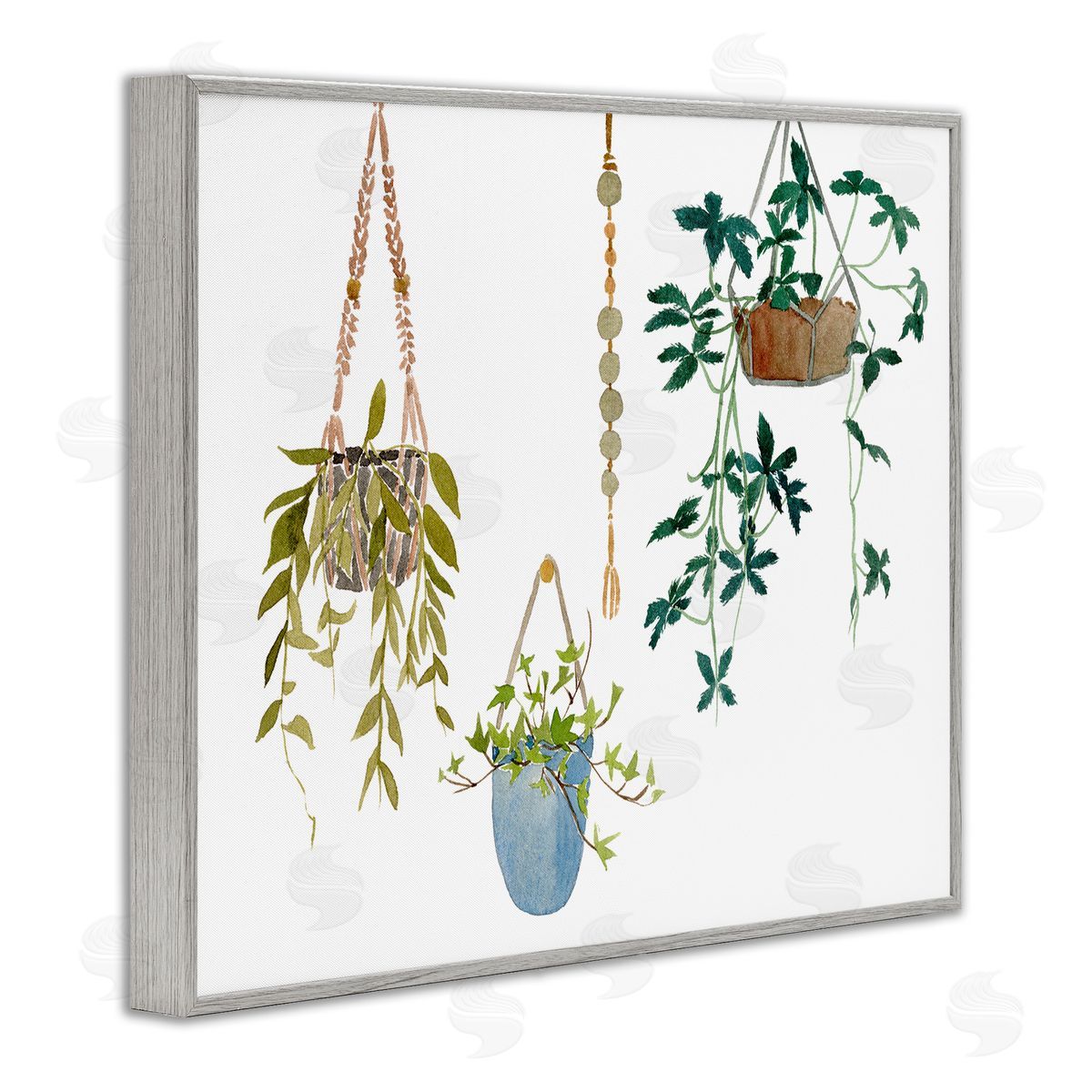 Hanging Plant Modern Greenery Grey Frame Print Wall Art, Home Decor by Melissa Wang