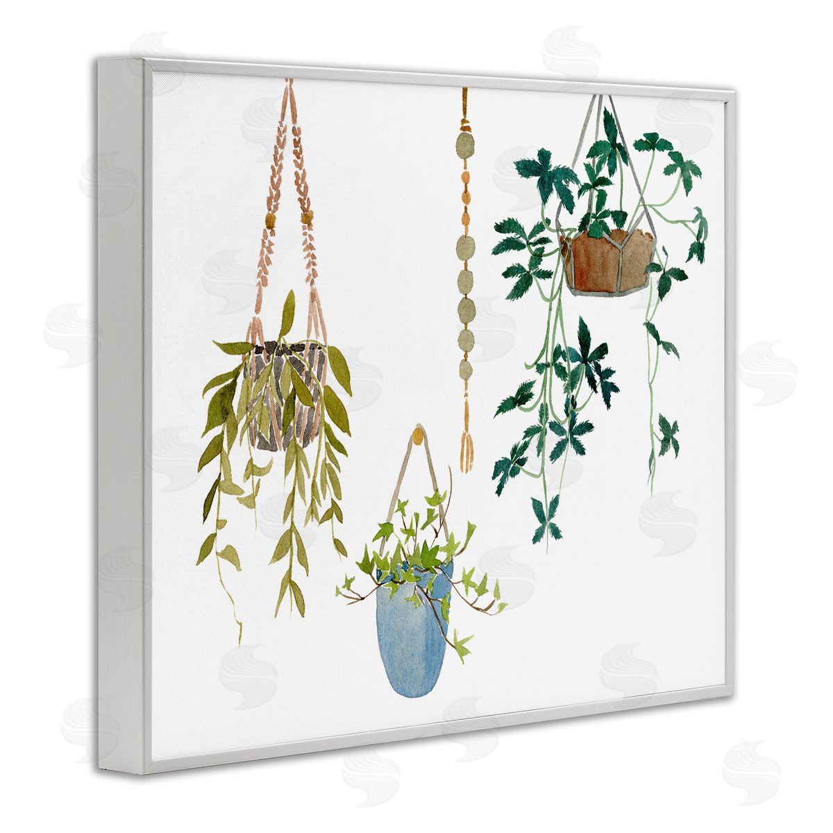 Hanging Plant Modern Greenery White Frame Print Wall Art, Home Decor by Melissa Wang