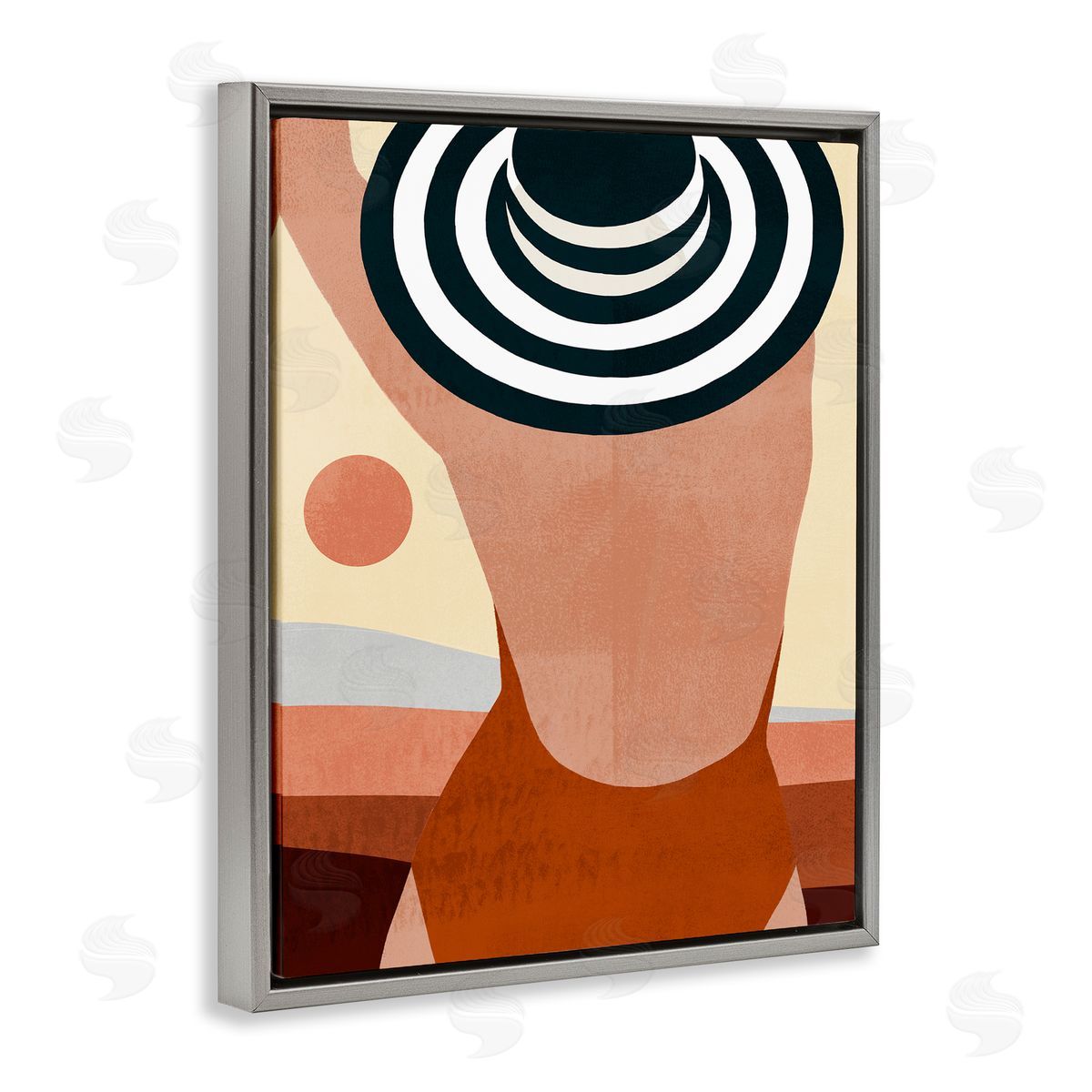 Female Back at Summer Coast Grey Floating Frame Canvas Wall Art, Home Decor by Victoria Borges