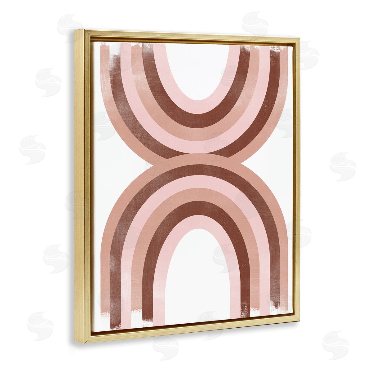 Mirrored Rainbows Pink Arches Gold Floating Frame Canvas Wall Art, Home Decor by June Erica Vess