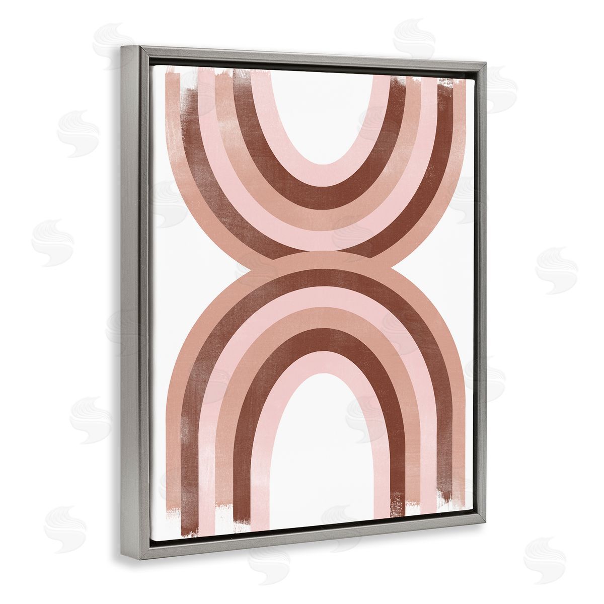 Mirrored Rainbows Pink Arches Grey Floating Frame Canvas Wall Art, Home Decor by June Erica Vess