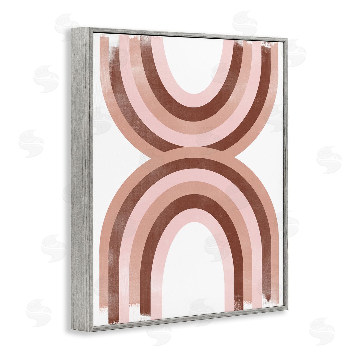 Mirrored Rainbows Pink Arches Grey Frame Print Wall Art, Home Decor by June Erica Vess