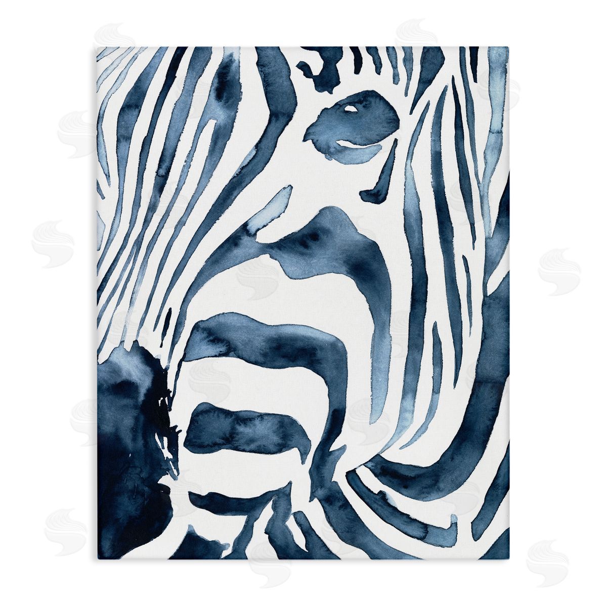 Blue Zebra Stripe Portrait Canvas Wall Art, Home Decor by Victoria Borges