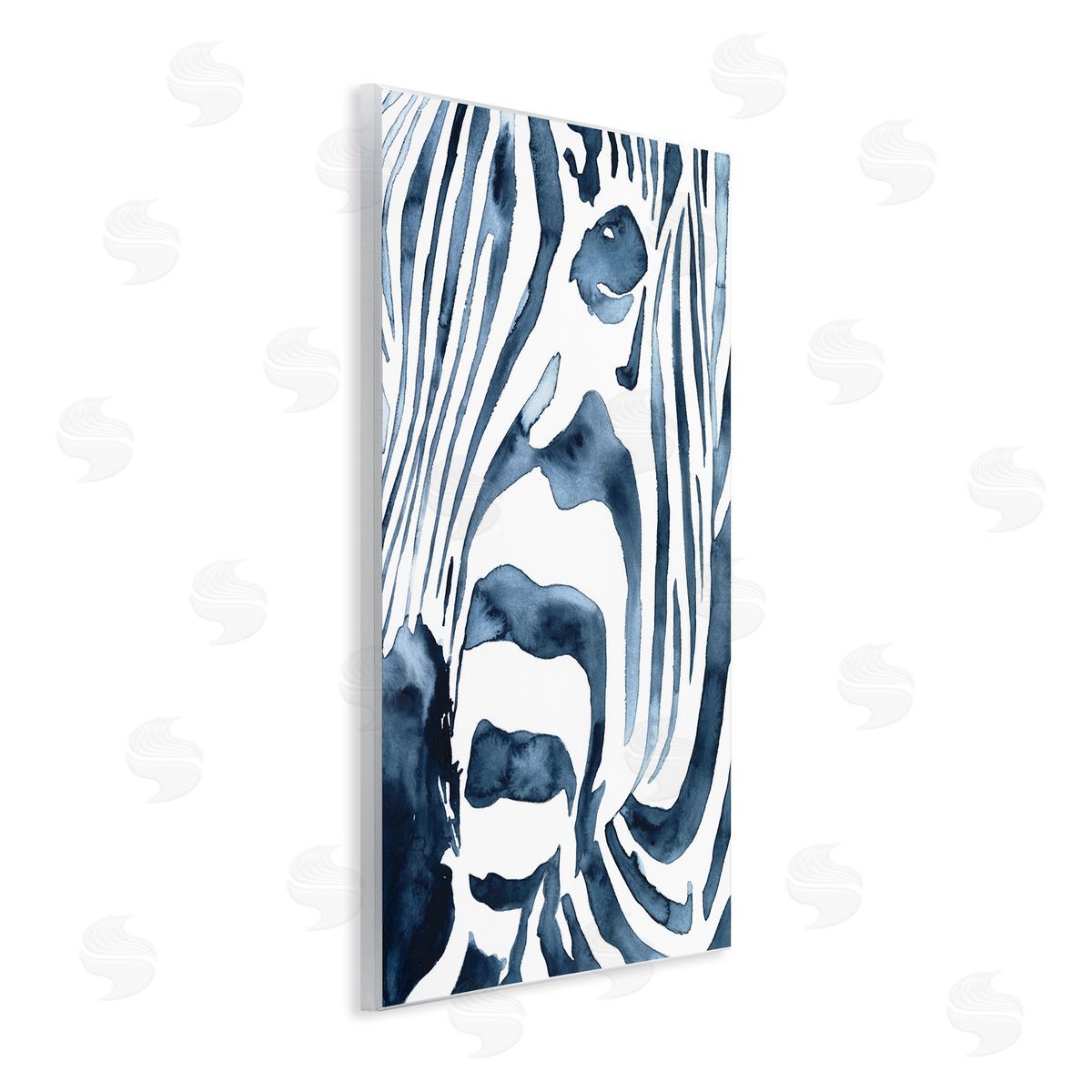 Blue Zebra Stripe Portrait Wood Plaque Wall Art, Home Decor by Victoria Borges