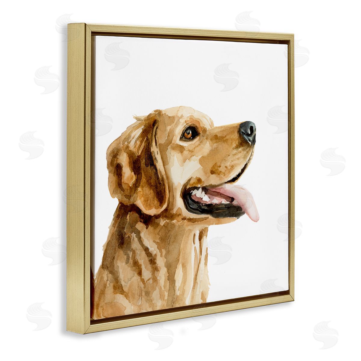 Watercolor Labrador Dog Portrait Gold Floating Frame Canvas Wall Art, Home Decor by Victoria Barnes