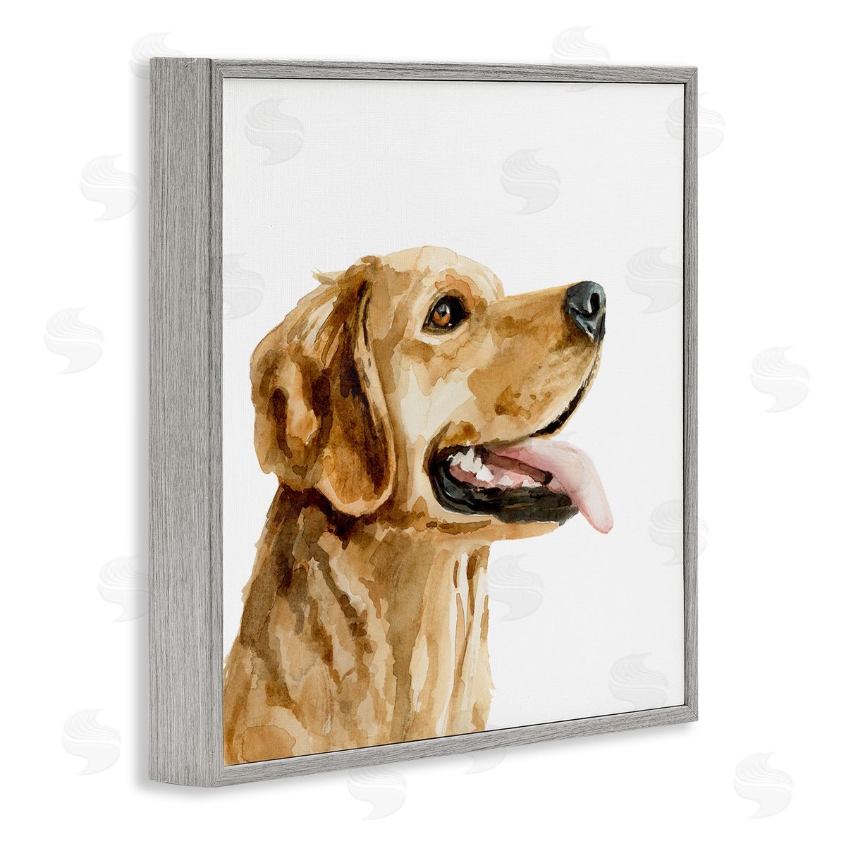 Watercolor Labrador Dog Portrait Grey Frame Print Wall Art, Home Decor by Victoria Barnes