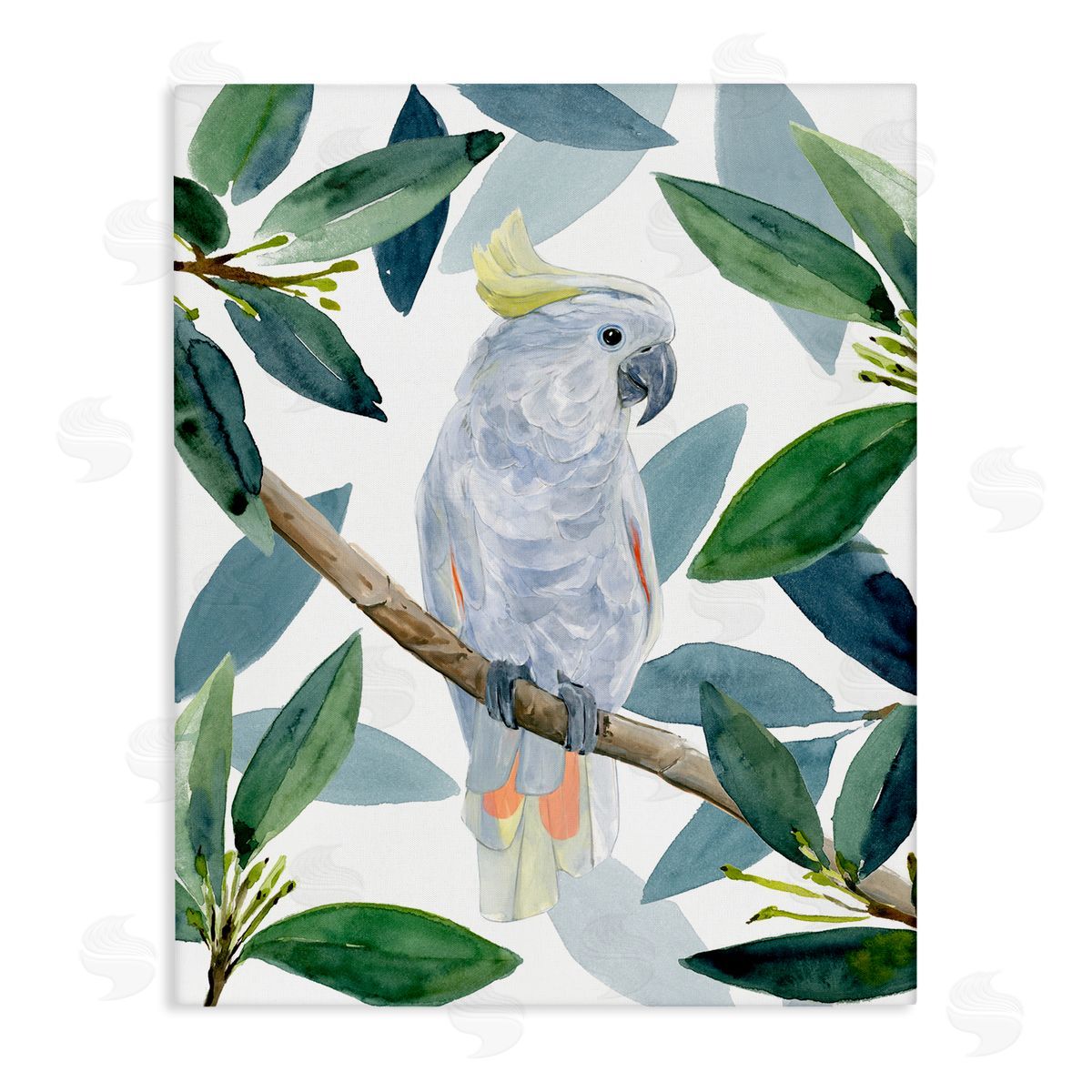 Tropical Cockatoo & Greenery Canvas Wall Art, Home Decor by Annie Warren