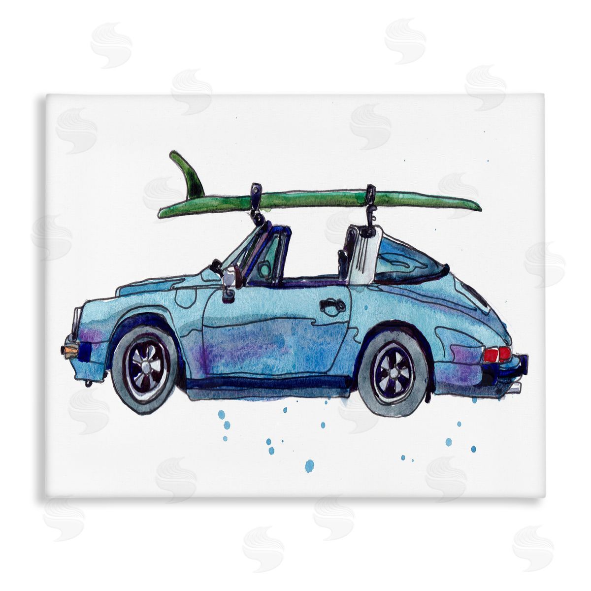 Vintage Blue Surf Car Canvas Wall Art, Home Decor by Paul McCreery
