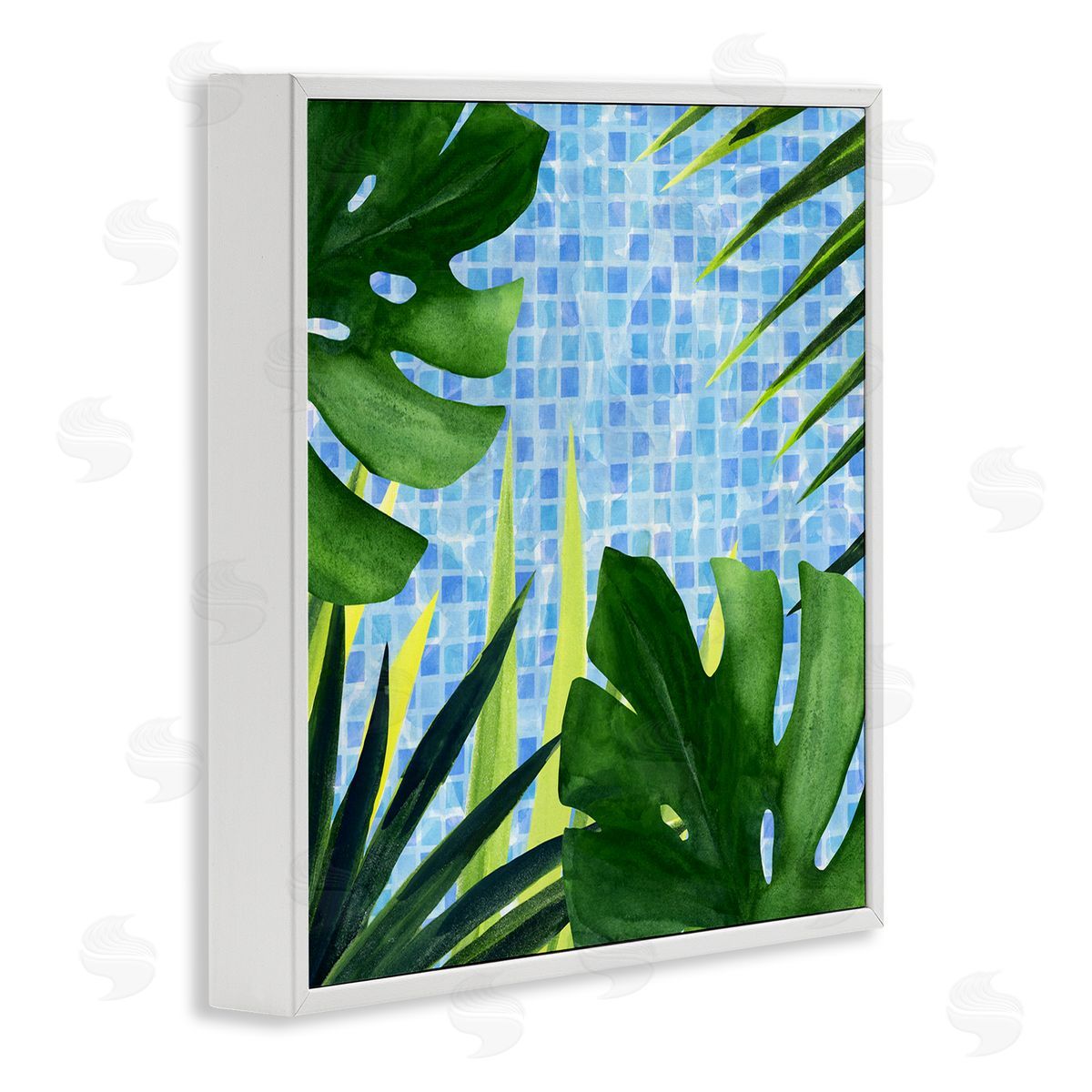 Tropical Poolside Plant Fronds White Frame Print Wall Art, Home Decor by Annie Warren