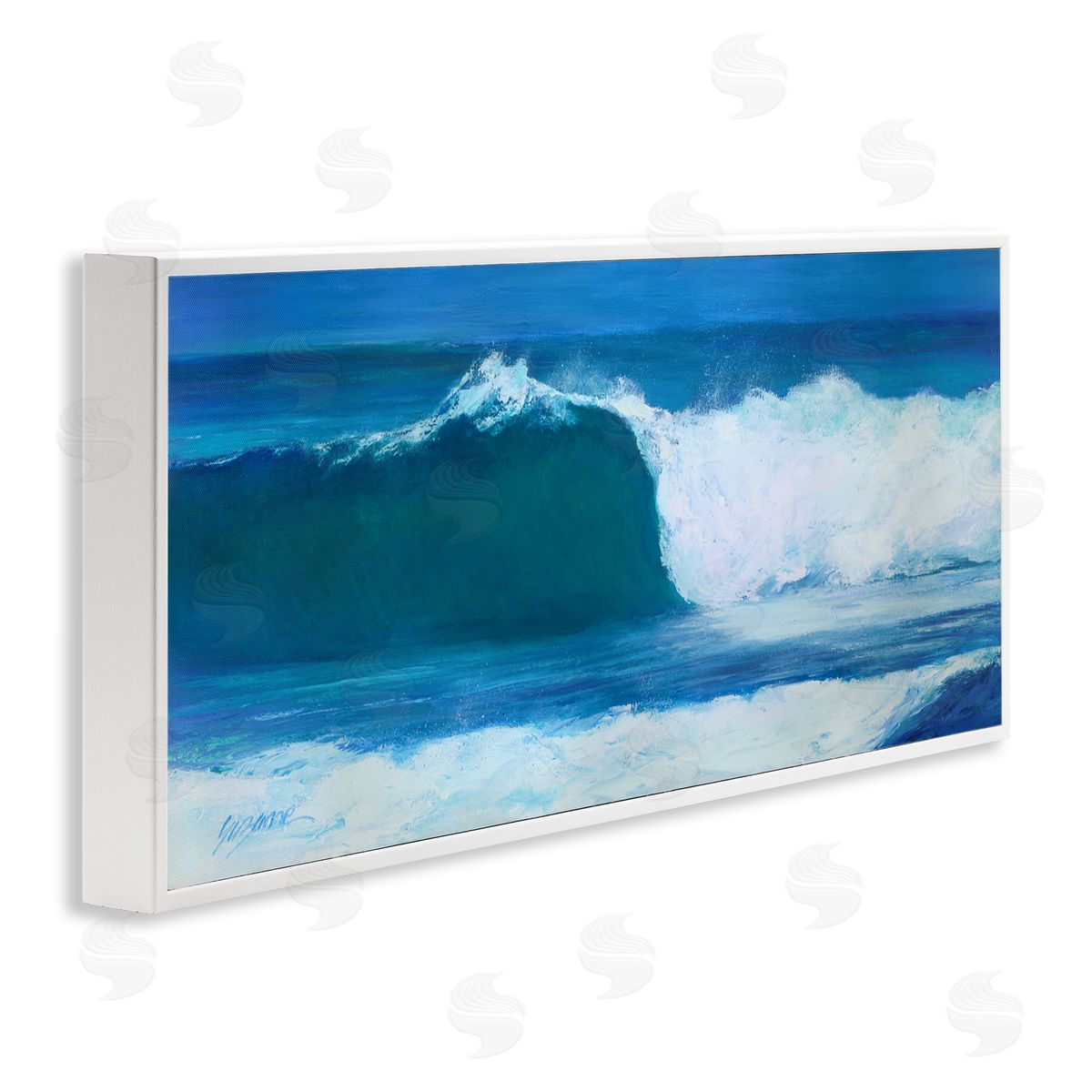 White Crested Beach Wave White Frame Print Wall Art, Home Decor by Suzanne Wilkins