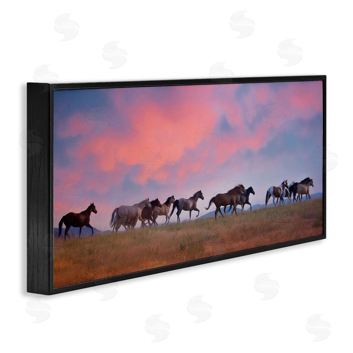 Wild Horses at Sunset Black Frame Print Wall Art, Home Decor by PHBurchett