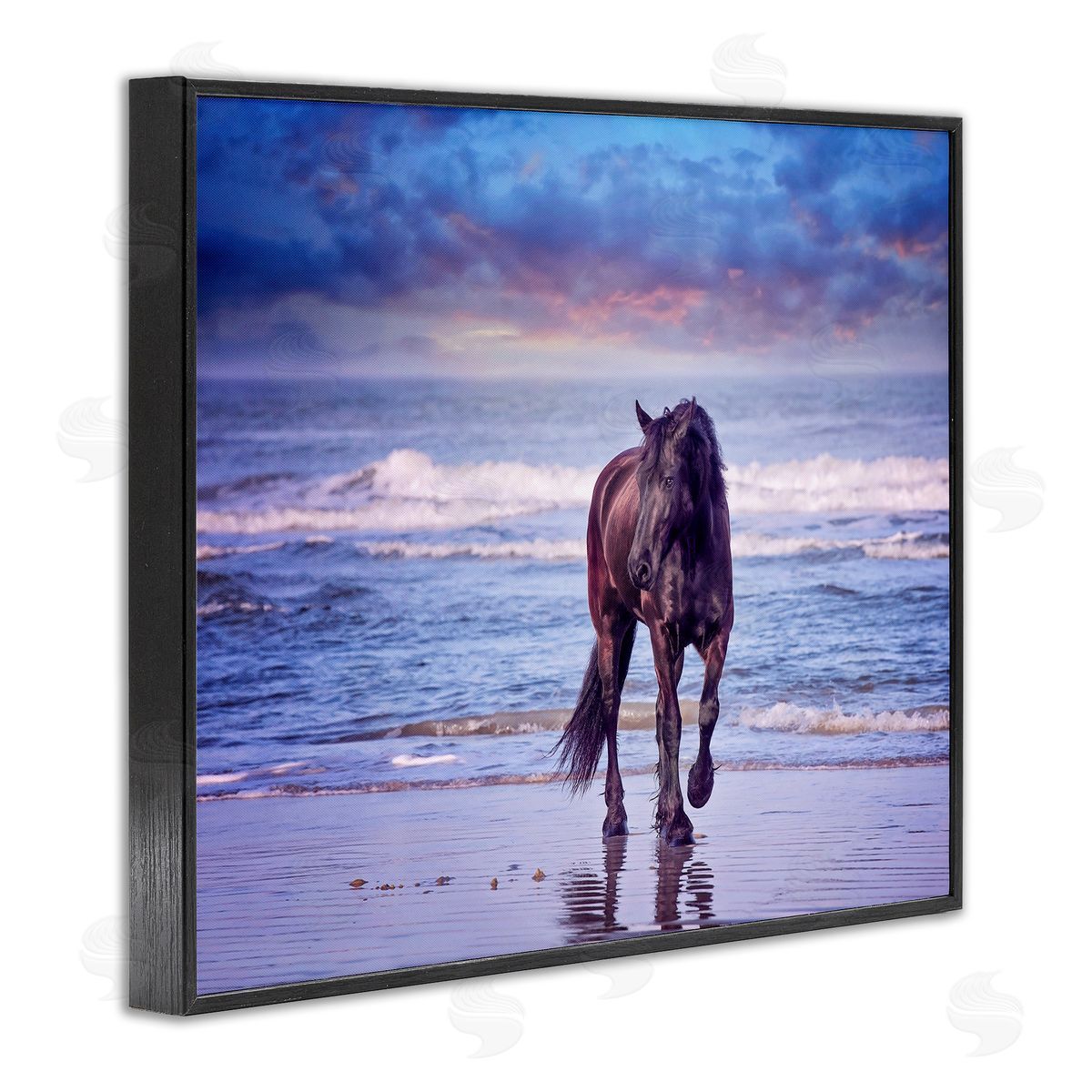 Wild Horse on Beach Black Frame Print Wall Art, Home Decor by PHBurchett