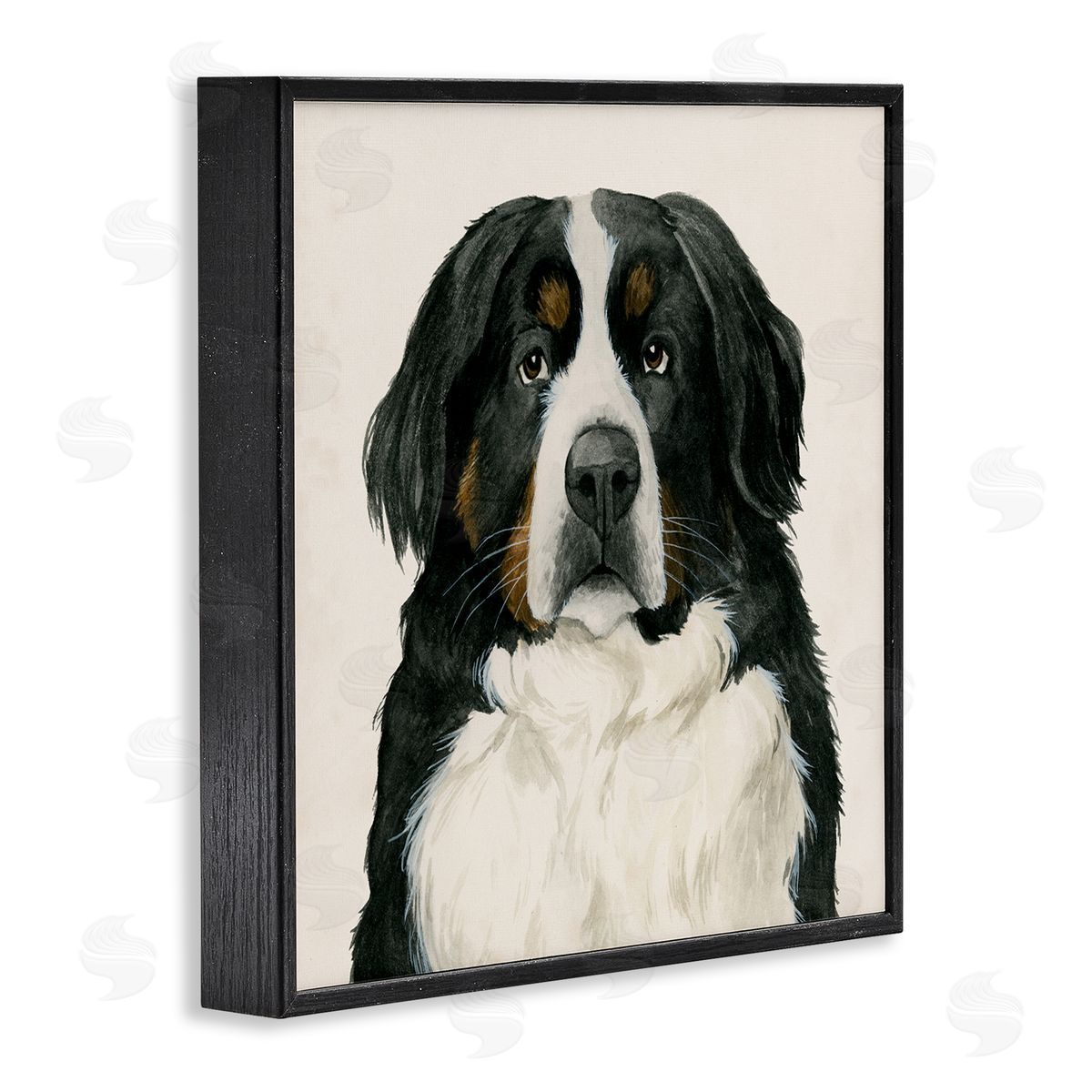 Bernese Mountain Dog Portrait Black Frame Print Wall Art, Home Decor by Grace Popp