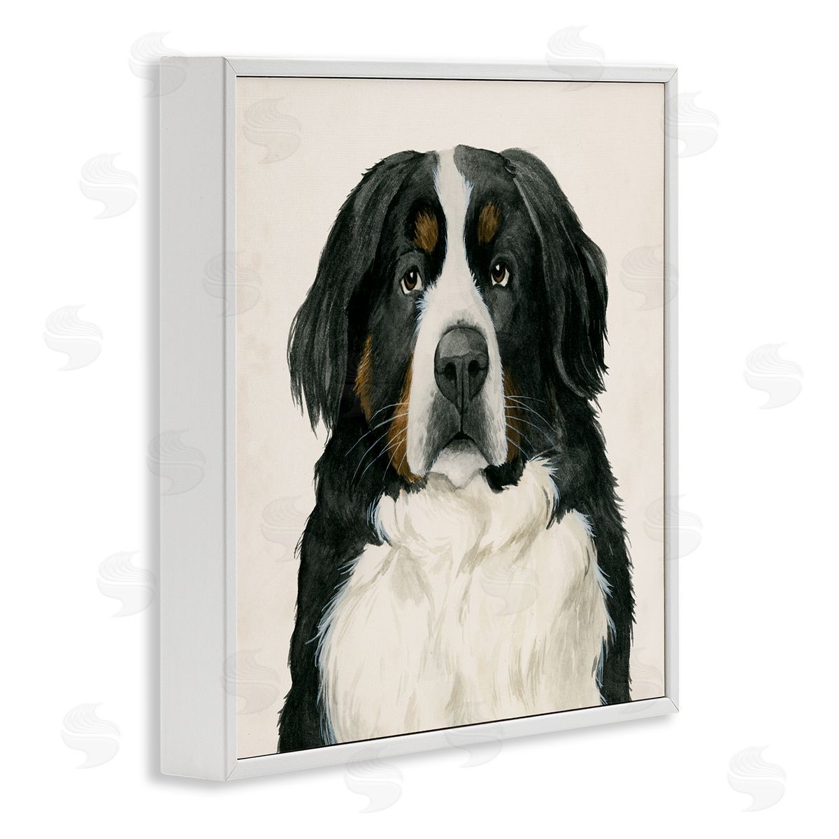 Bernese Mountain Dog Portrait White Frame Print Wall Art, Home Decor by Grace Popp