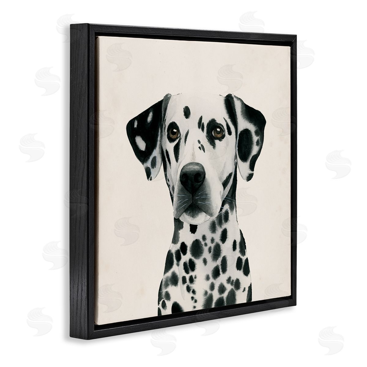 Traditional Dalmatian Portrait Black Floating Frame Canvas Wall Art, Home Decor by Grace Popp