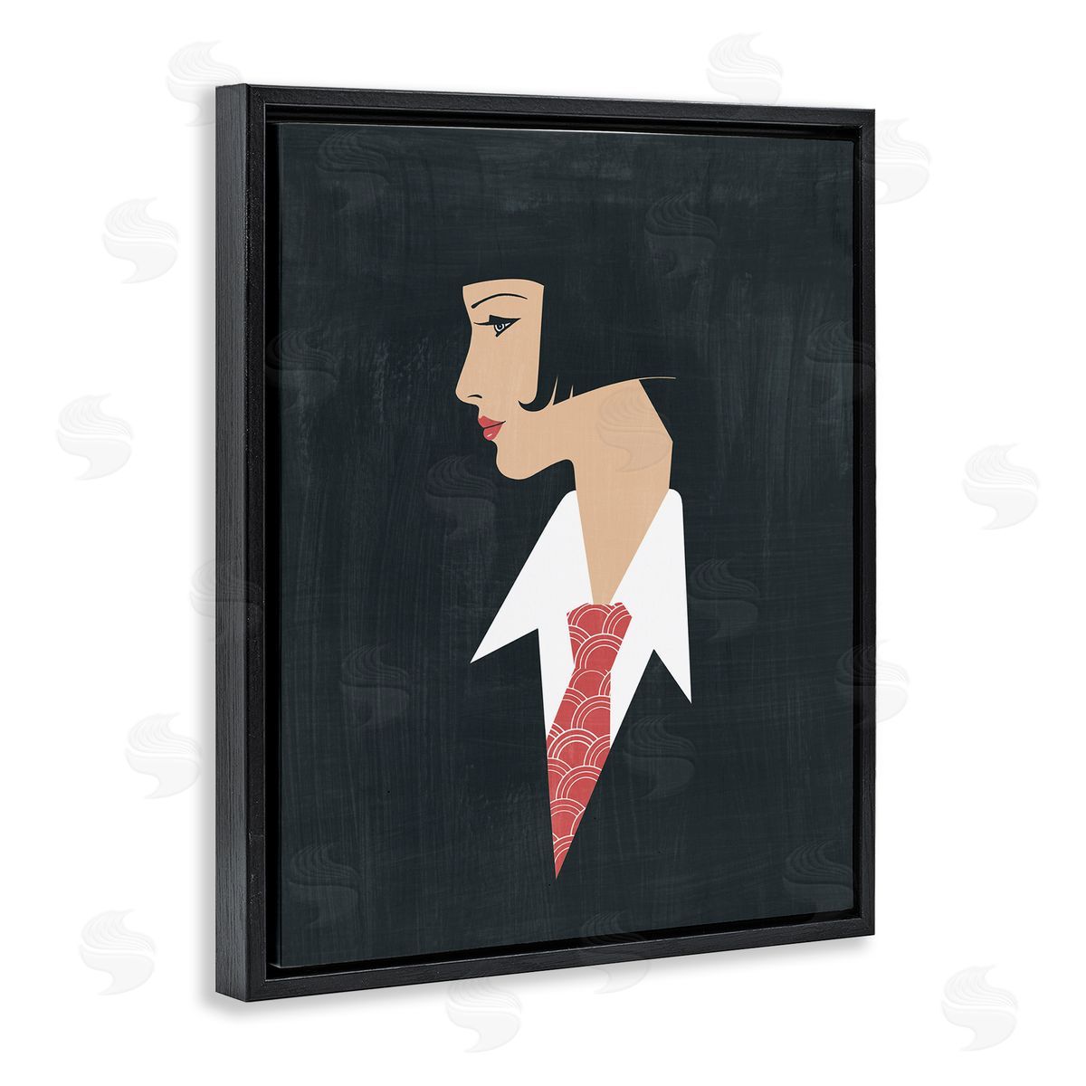 Female in Suit Portrait Black Floating Frame Canvas Wall Art, Home Decor by Grace Popp
