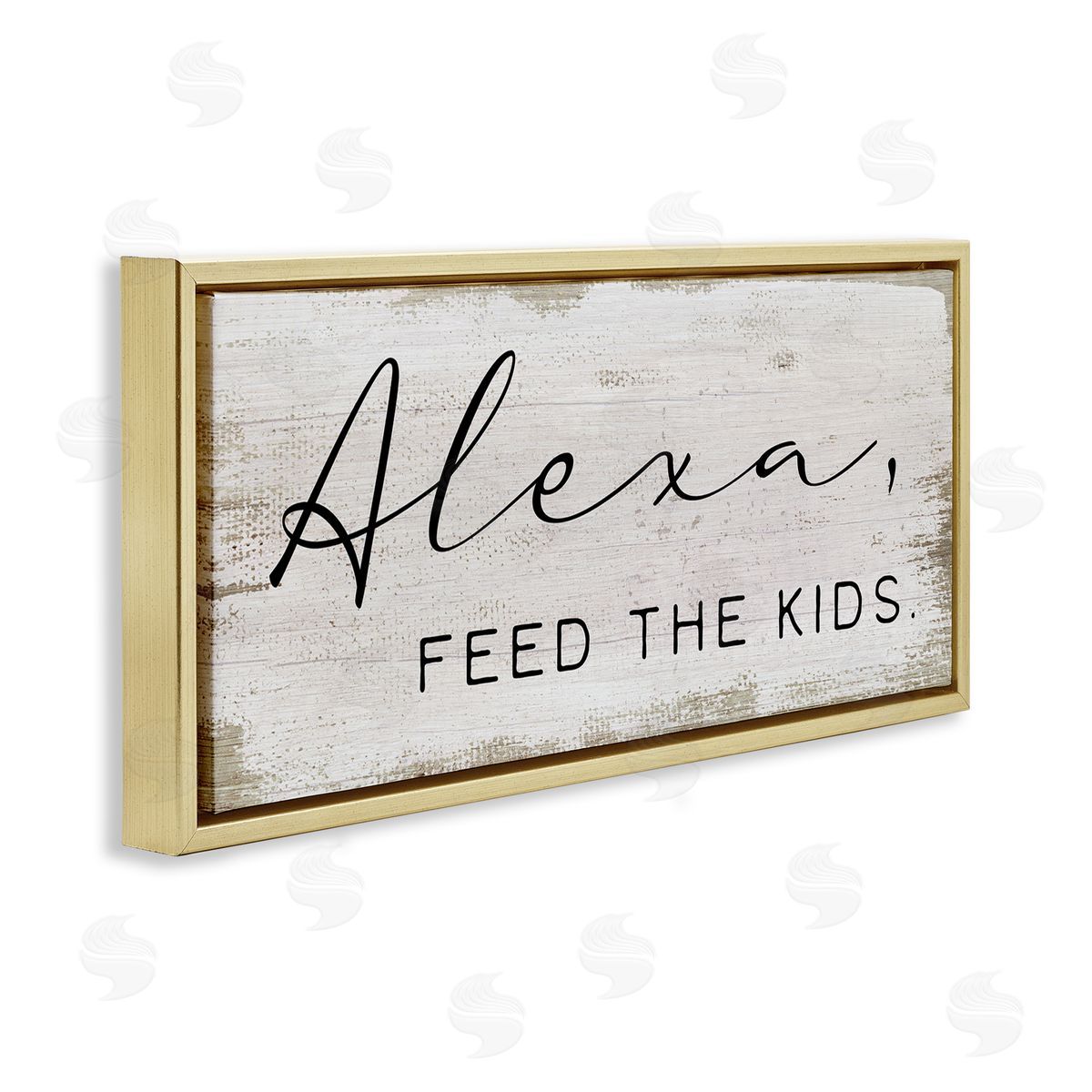 Feed The Kids Humor Gold Floating Frame Canvas Wall Art, Home Decor by Stupell Studio