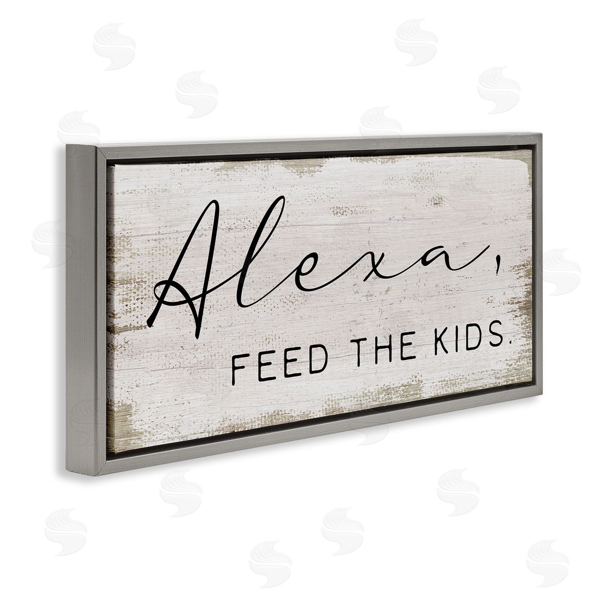 Feed The Kids Humor Grey Floating Frame Canvas Wall Art, Home Decor by Stupell Studio