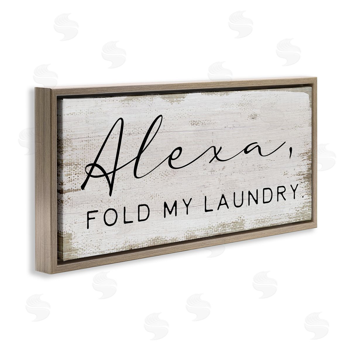 Alexa Fold My Laundry Funny Brown Floating Frame Canvas Wall Art, Home Decor by Stupell Studio