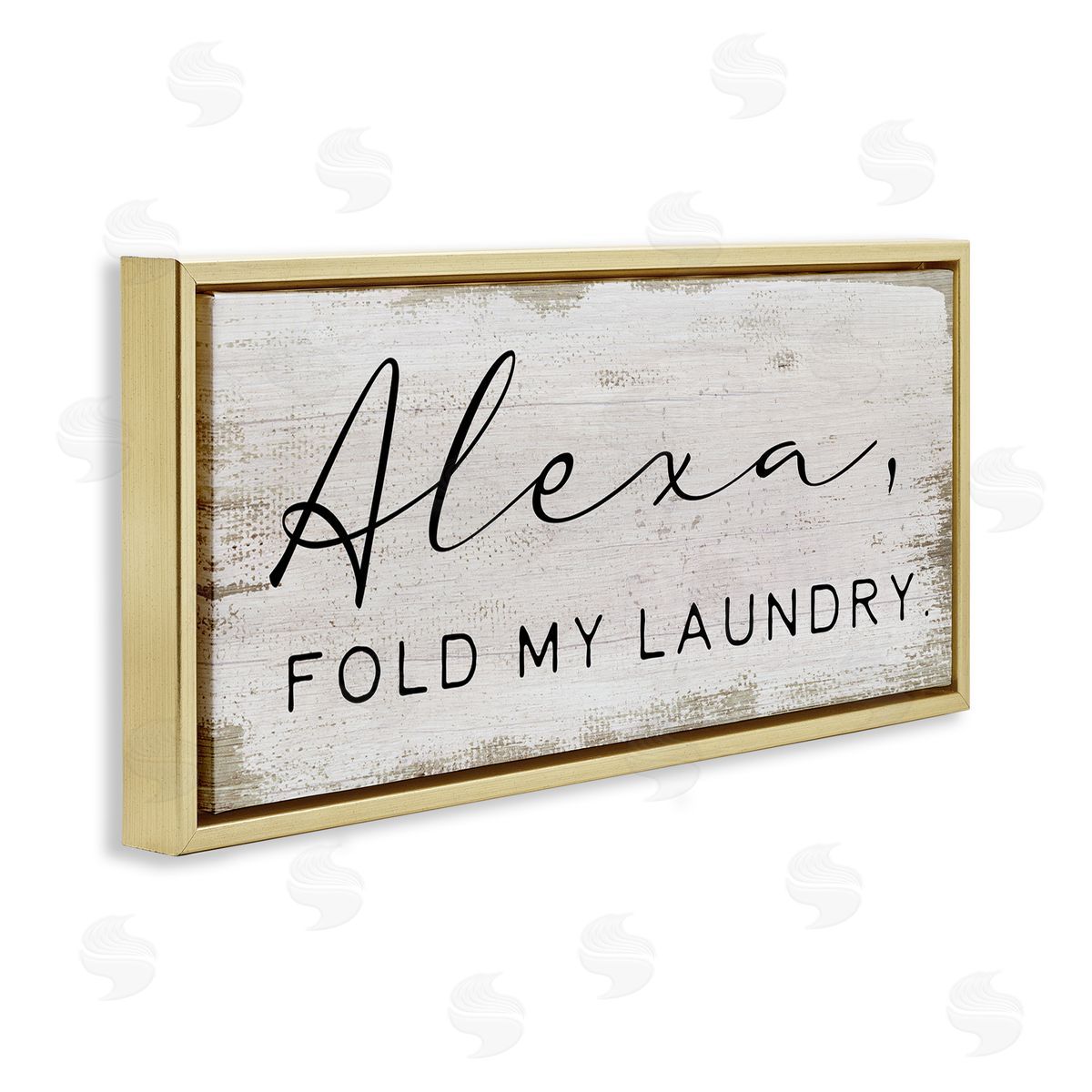 Alexa Fold My Laundry Funny Gold Floating Frame Canvas Wall Art, Home Decor by Stupell Studio
