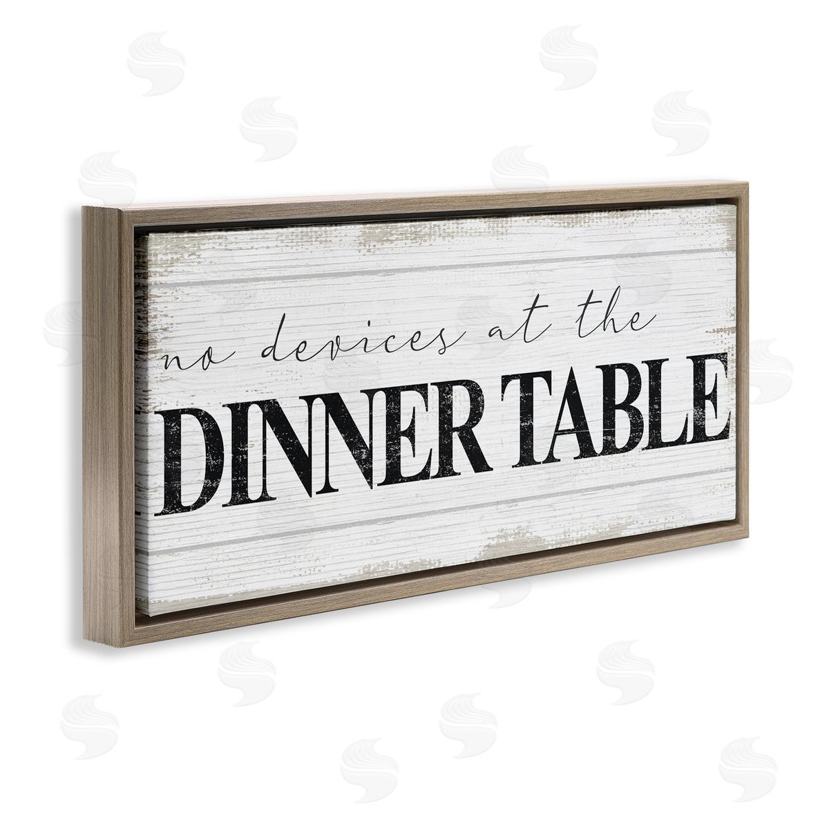 No Devices at Dinner Table Brown Floating Frame Canvas Wall Art, Home Decor by Stupell Studio