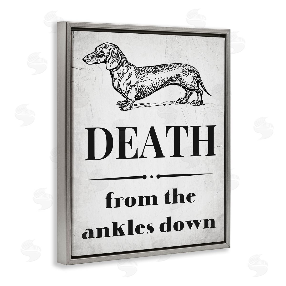 Funny Dachshund Dog Ankles Grey Floating Frame Canvas Wall Art, Home Decor by Stupell Studio