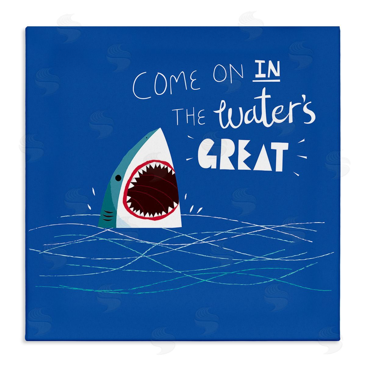 The Waters Great Funny Shark Canvas Wall Art, Home Decor by Michael Buxton