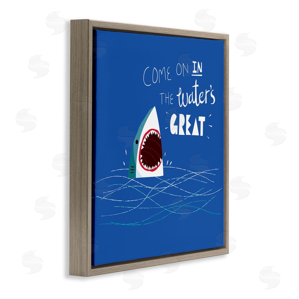 The Waters Great Funny Shark Brown Floating Frame Canvas Wall Art, Home Decor by Michael Buxton