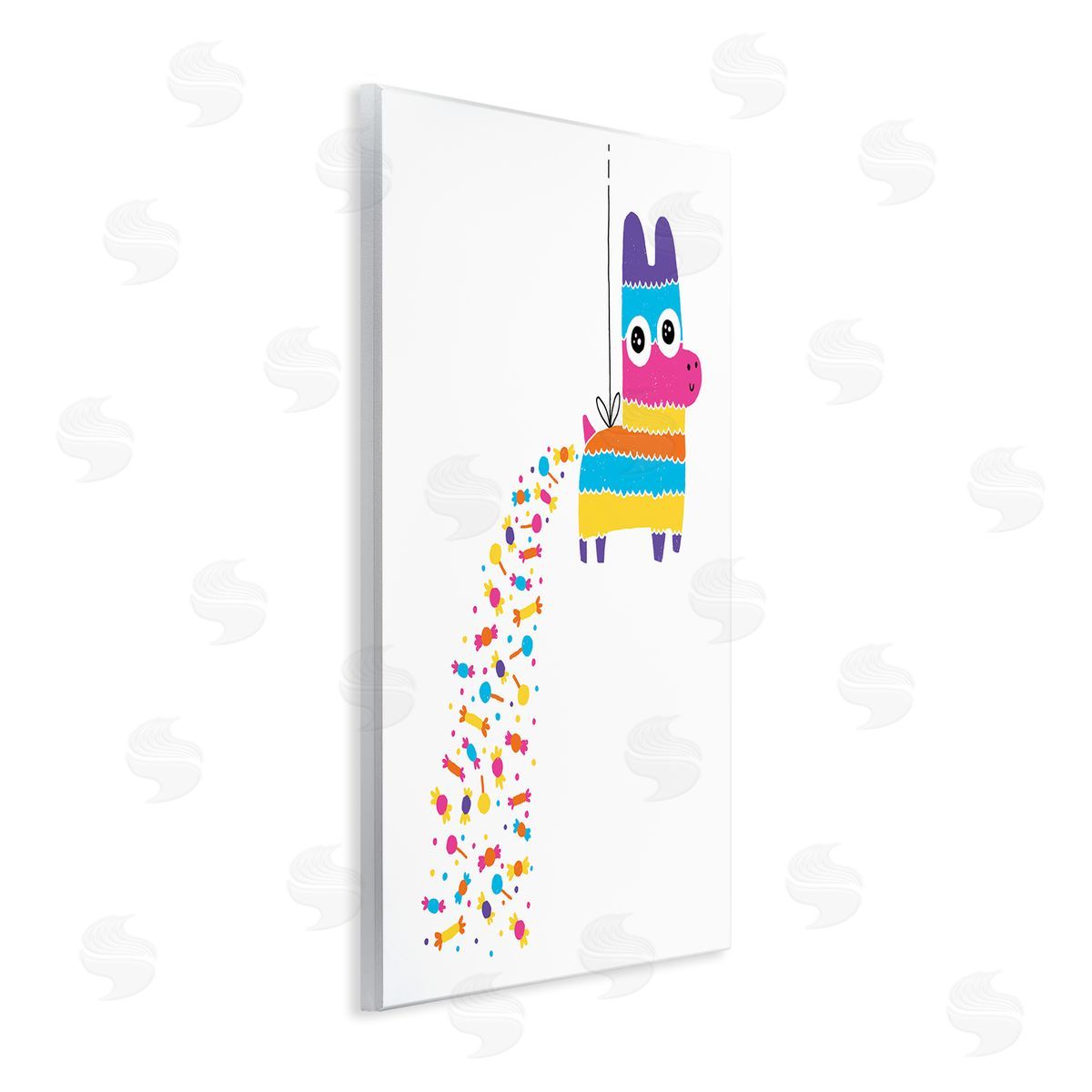 Party Pinata with Rainbow Candy Wood Plaque Wall Art, Home Decor by Michael Buxton
