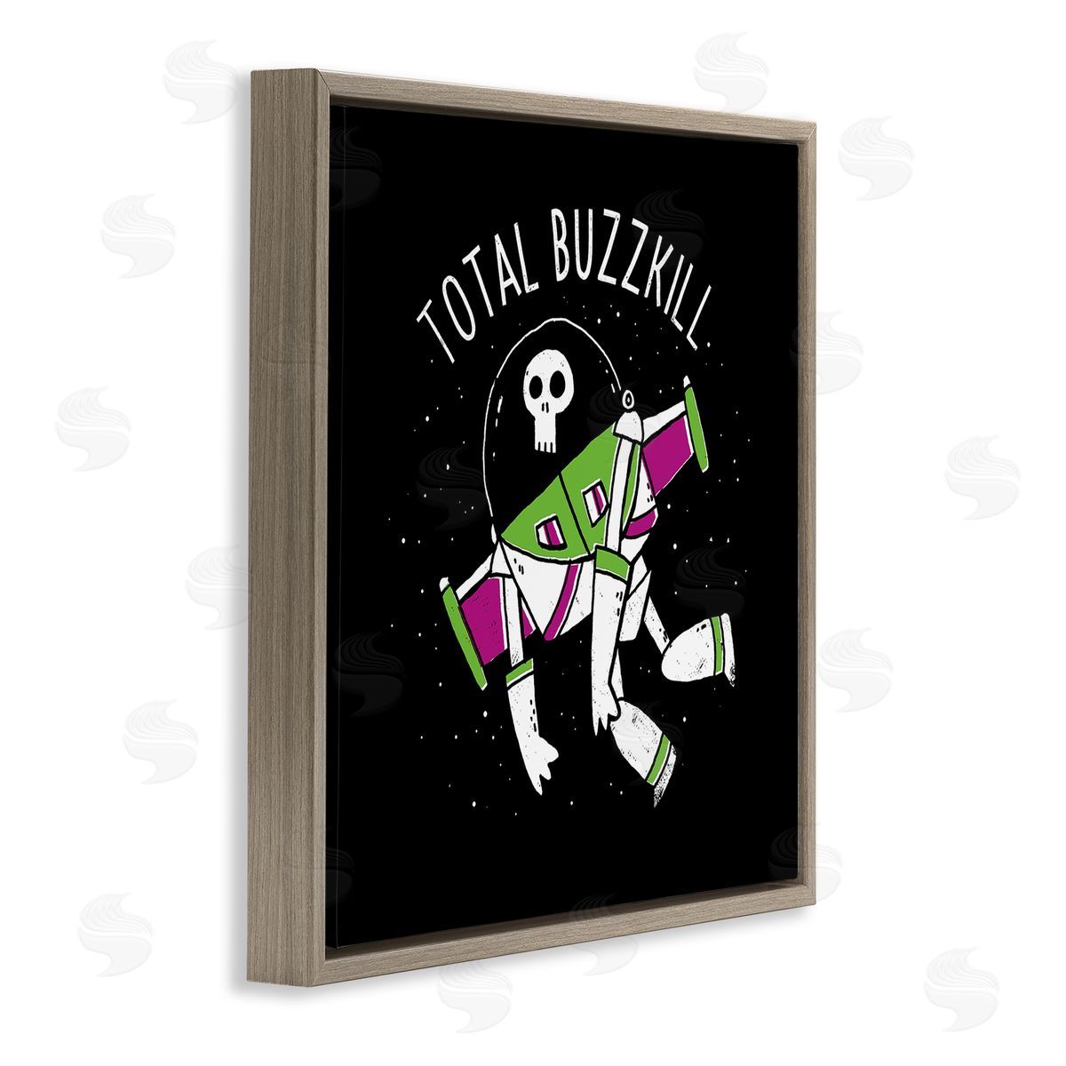 Total Buzzkill Toy Parody Brown Floating Frame Canvas Wall Art, Home Decor by Michael Buxton